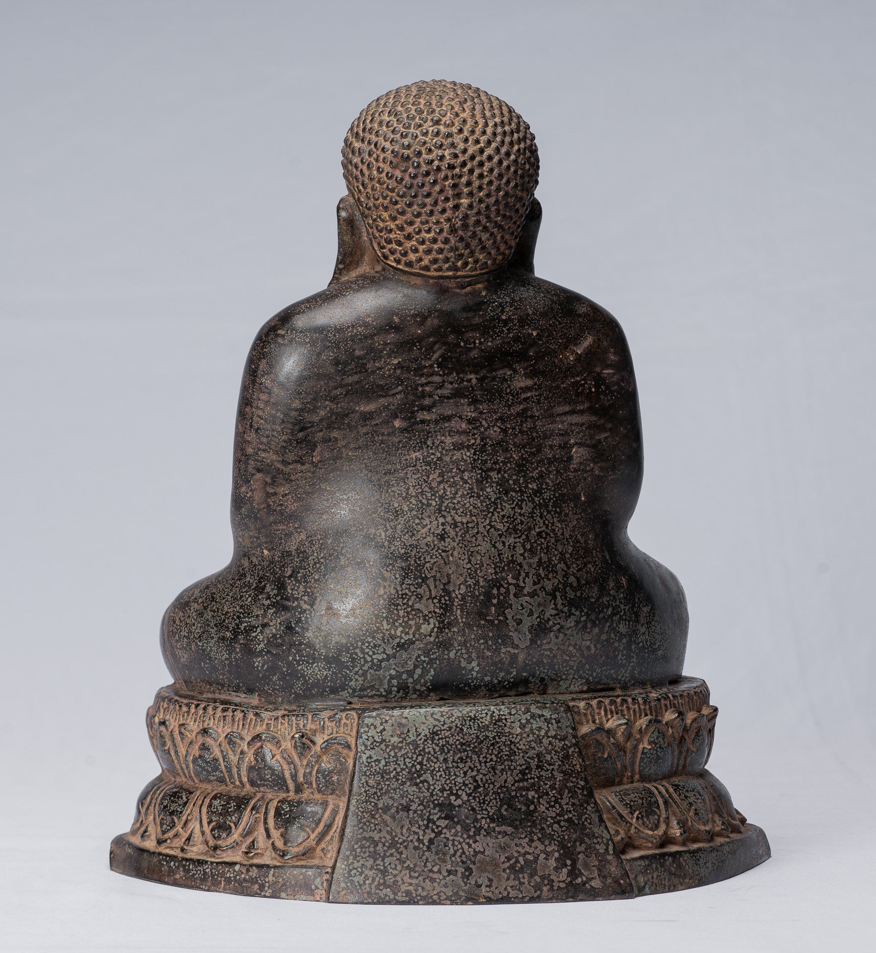 Buddha Statue - Antique Thai Style Bronze Happy, Fat, Laughing Buddha Budai Statue - 31cm/12"