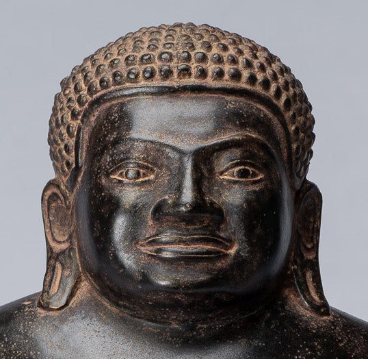 Buddha Statue - Antique Thai Style Bronze Happy, Fat, Laughing Buddha Budai Statue - 31cm/12"