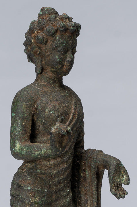 Estatua de Buda - Estilo indonesio antiguo de bronce de bronce Javanese Buda - 25 cm/10 "