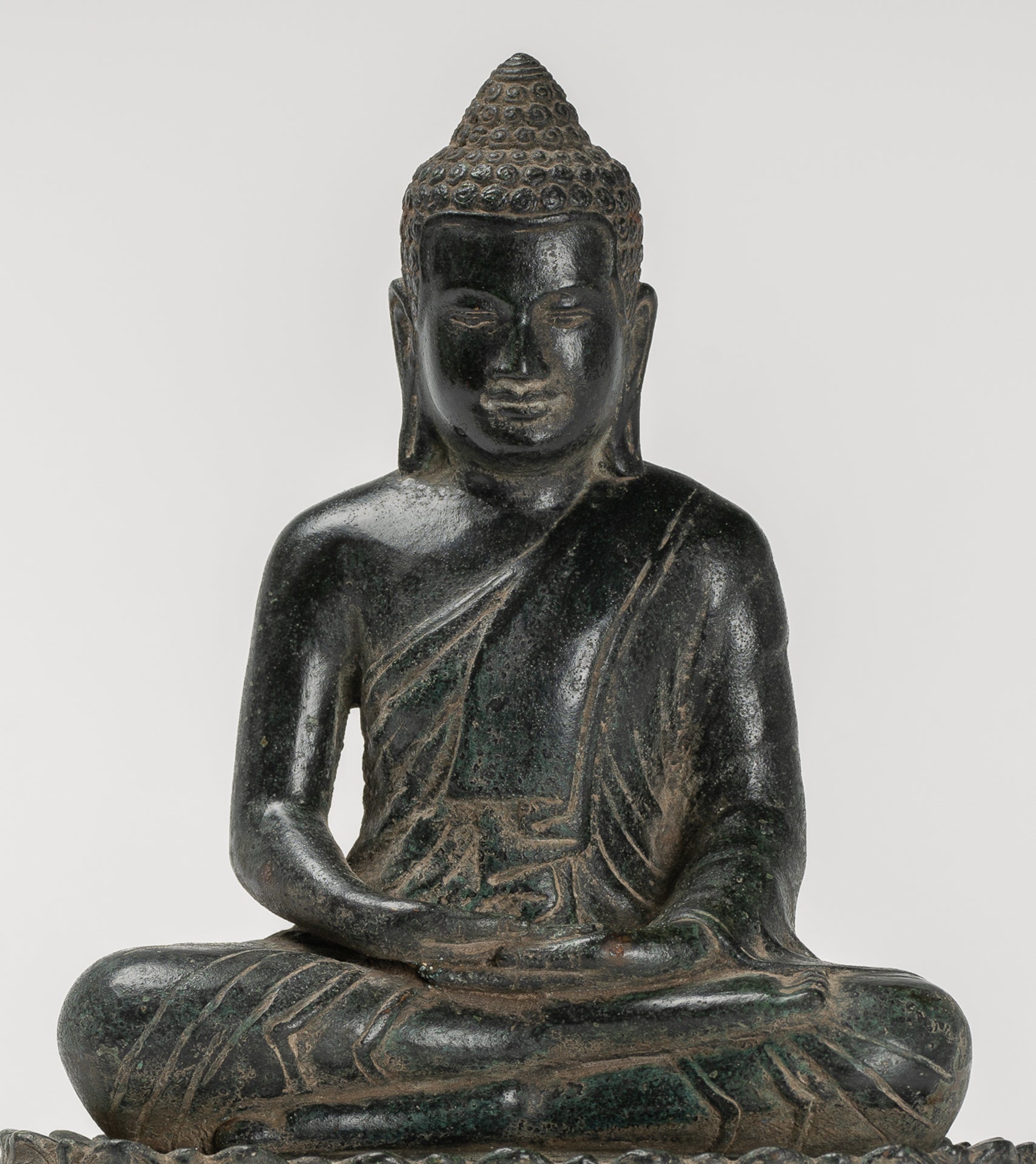 Buddha Statue - Buddha - Antique Khmer Style Seated Bronze Meditation Buddha Statue - 25cm/10"
