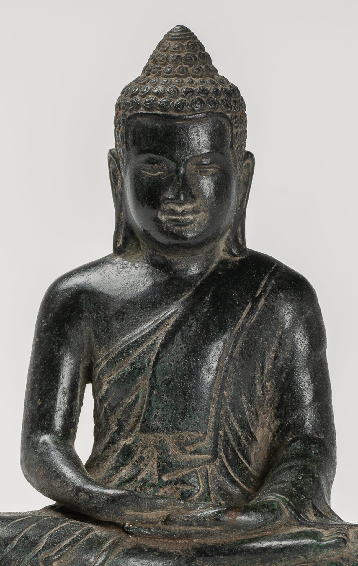 Buddha Statue - Buddha - Antique Khmer Style Seated Bronze Meditation Buddha Statue - 25cm/10"
