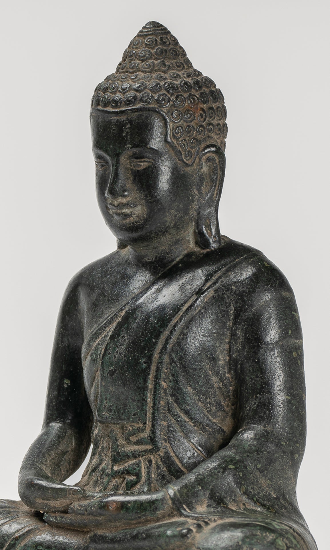 Buddha Statue - Buddha - Antique Khmer Style Seated Bronze Meditation Buddha Statue - 25cm/10"