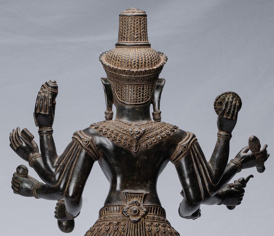 Antique Khmer Style Bronzo Angkor Wat Bodhisattva Avalokitesvara Statua - 69 cm/28 "