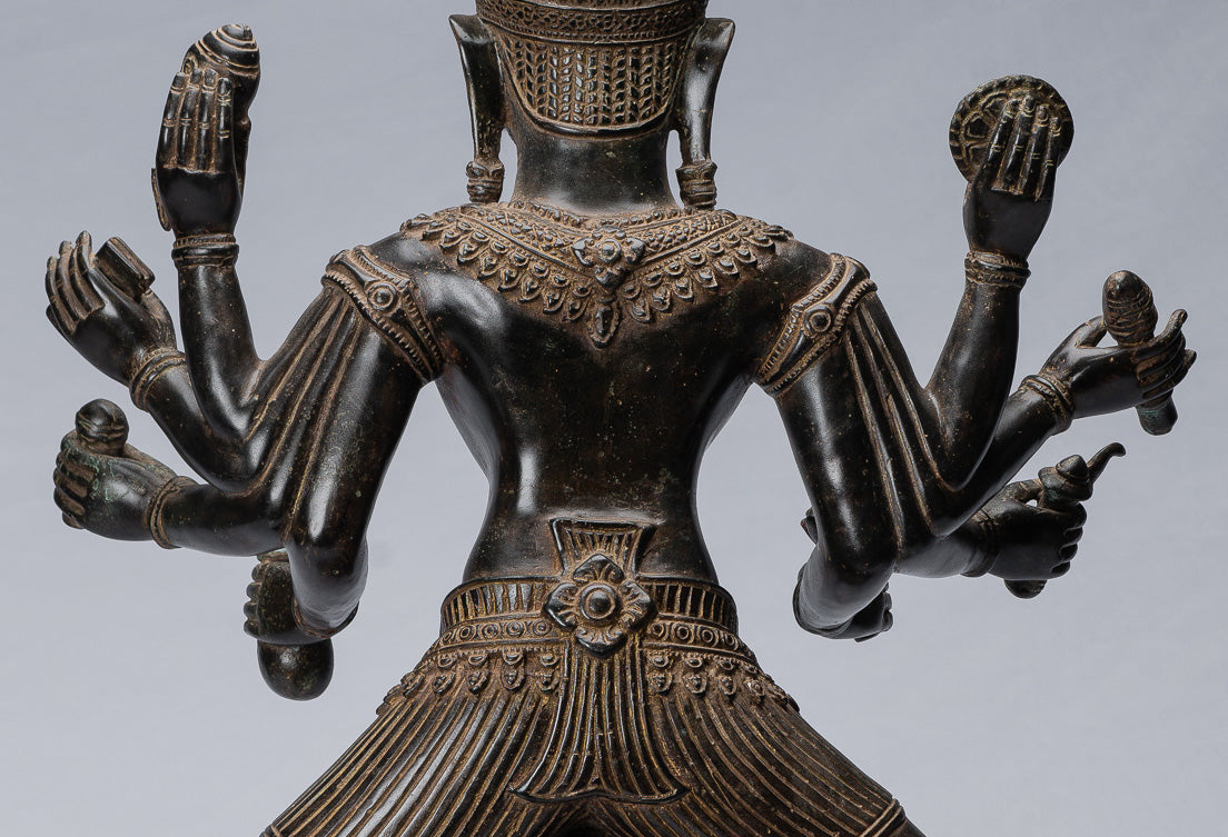 Antique Khmer Style Bronzo Angkor Wat Bodhisattva Avalokitesvara Statua - 69 cm/28 "