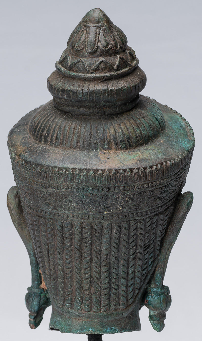 Testa di Buddha - Antique Thai Thai Style Lopburi Bronzo Montaggio Buddha Head - 25 cm/10 "