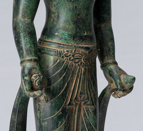 Antique Phnom Da Style Bronze Guimet Museum Bodhisattva Avalokitesvara Compassion - 46cm/18"