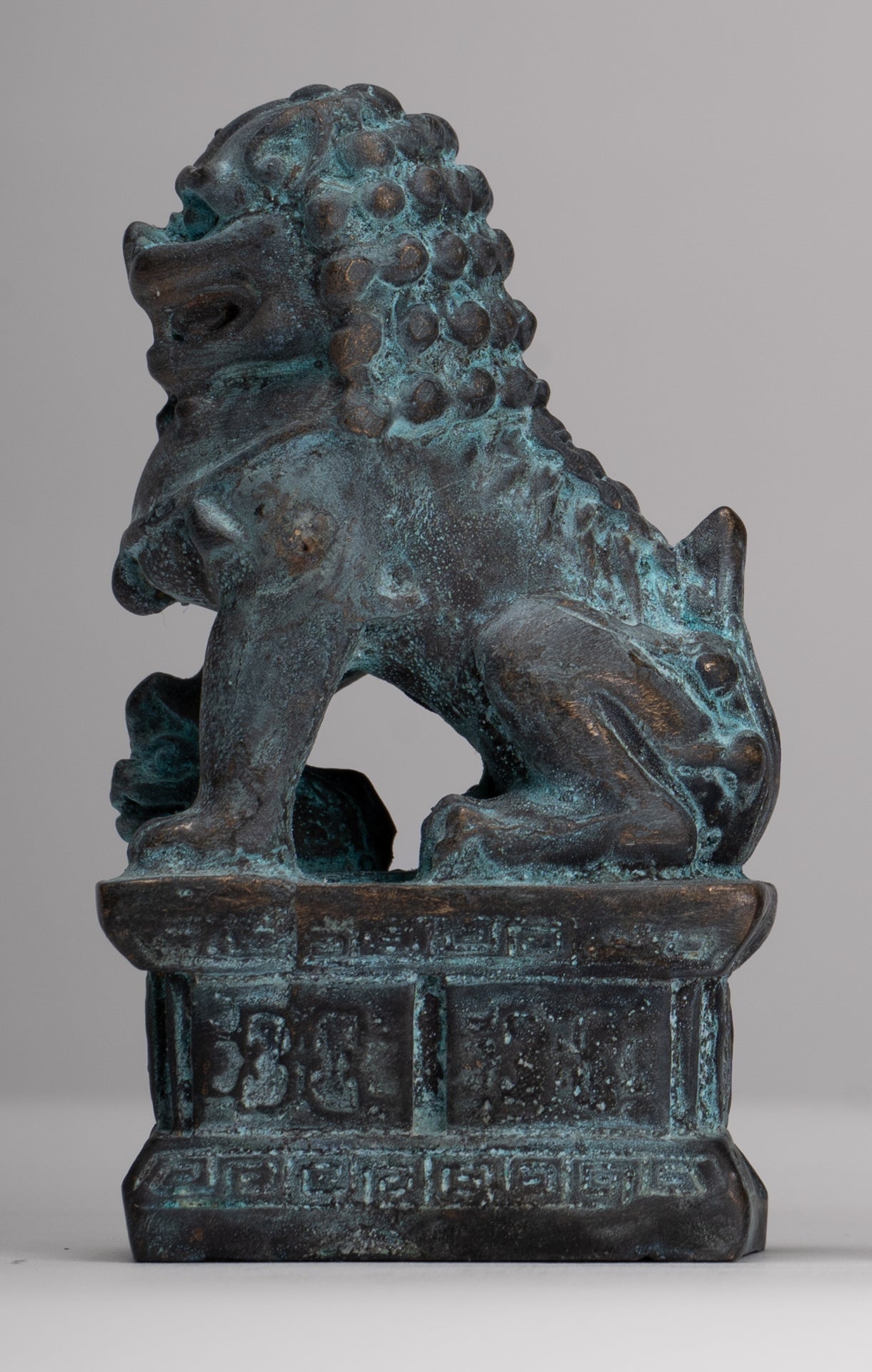 Antique Chinese Style Temple Guardian Lions Shishi Lions Foo Dogs Imperial Lions (Pair) - 10.5cm/4"