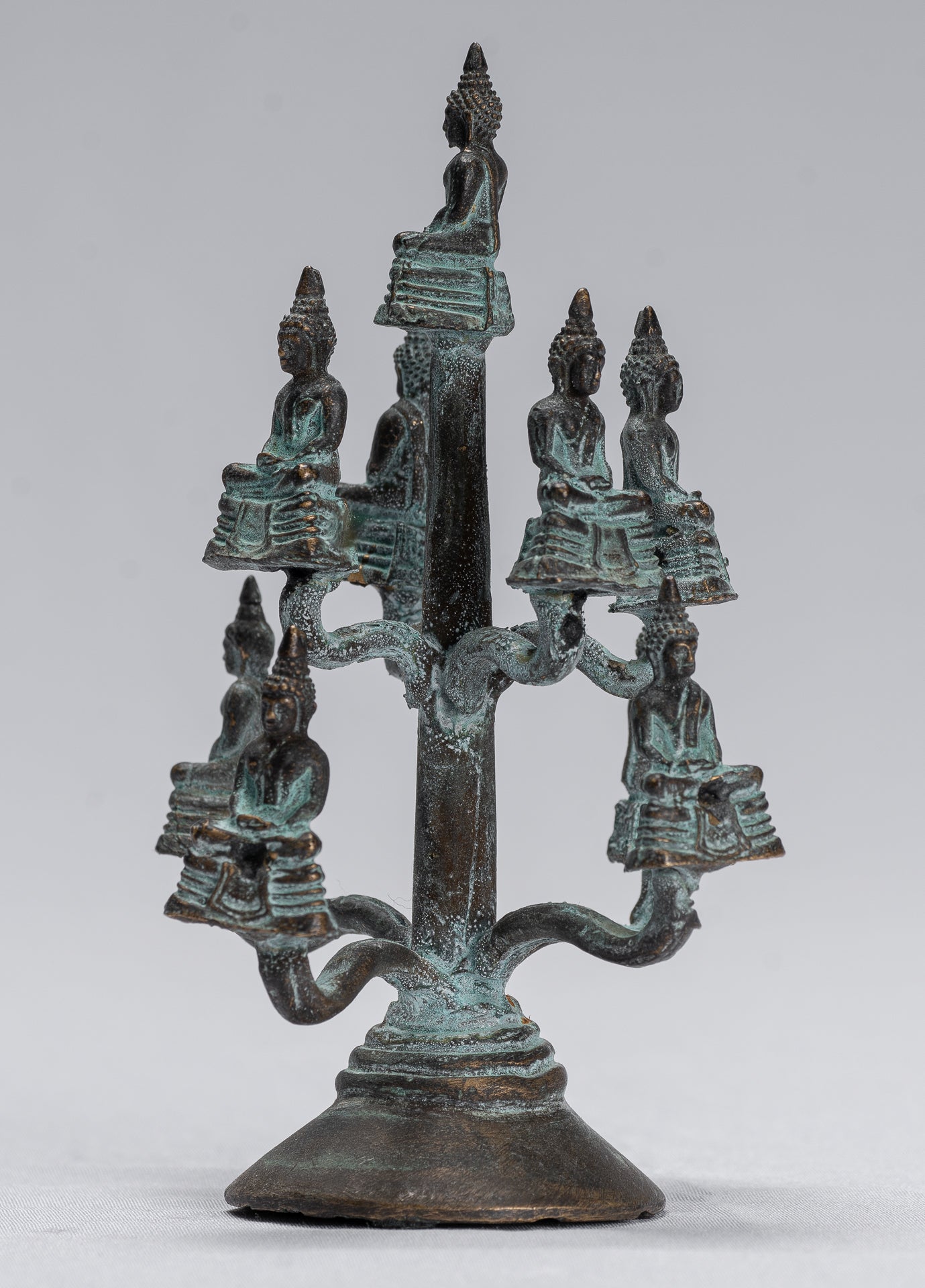 Buddha Sculpture - Antique Thai Thai Bronze Meditazione seduta statue di Buddha - 14 cm/6 "