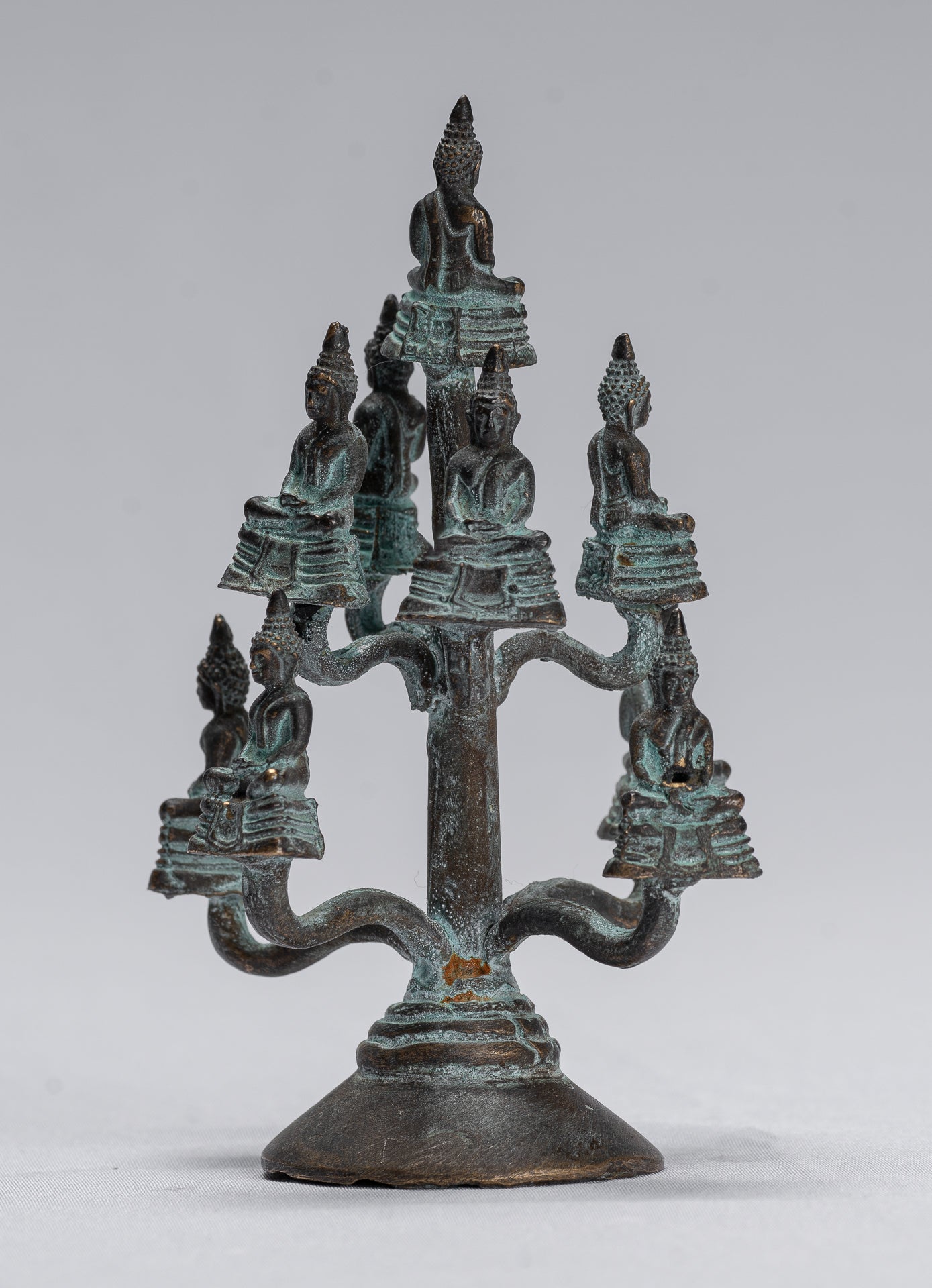 Buddha Sculpture - Antique Thai Thai Bronze Meditazione seduta statue di Buddha - 14 cm/6 "