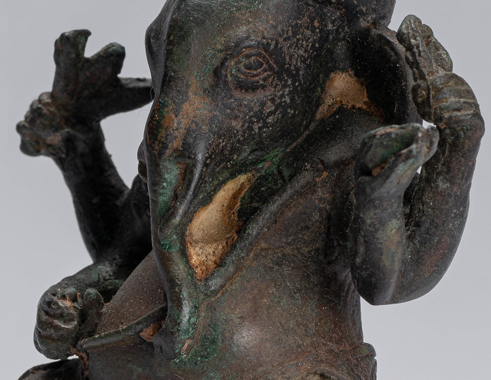 Statue Ganesha - Statua Ganesh in stile antico Khmer in stile Khmer - 14 cm/6 "