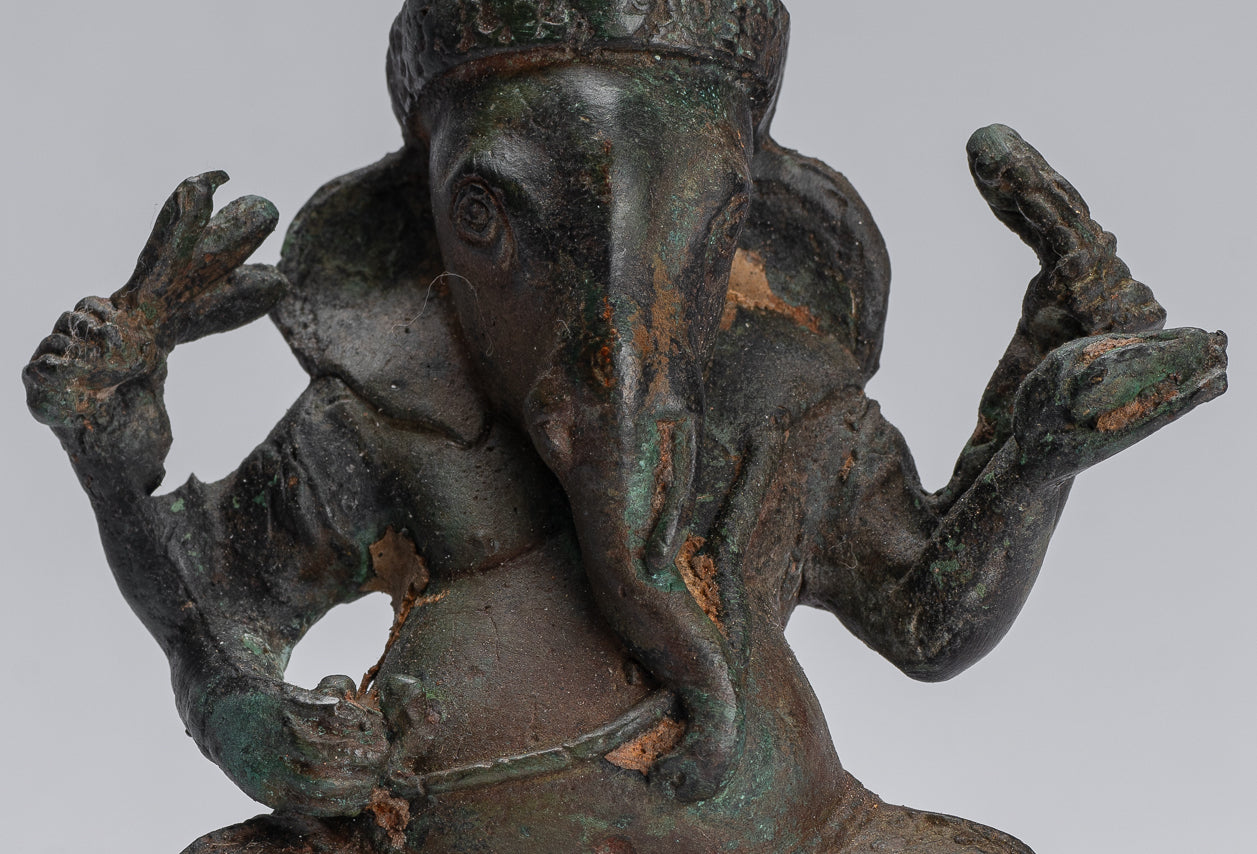 Statue Ganesha - Statua Ganesh in stile antico Khmer in stile Khmer - 14 cm/6 "