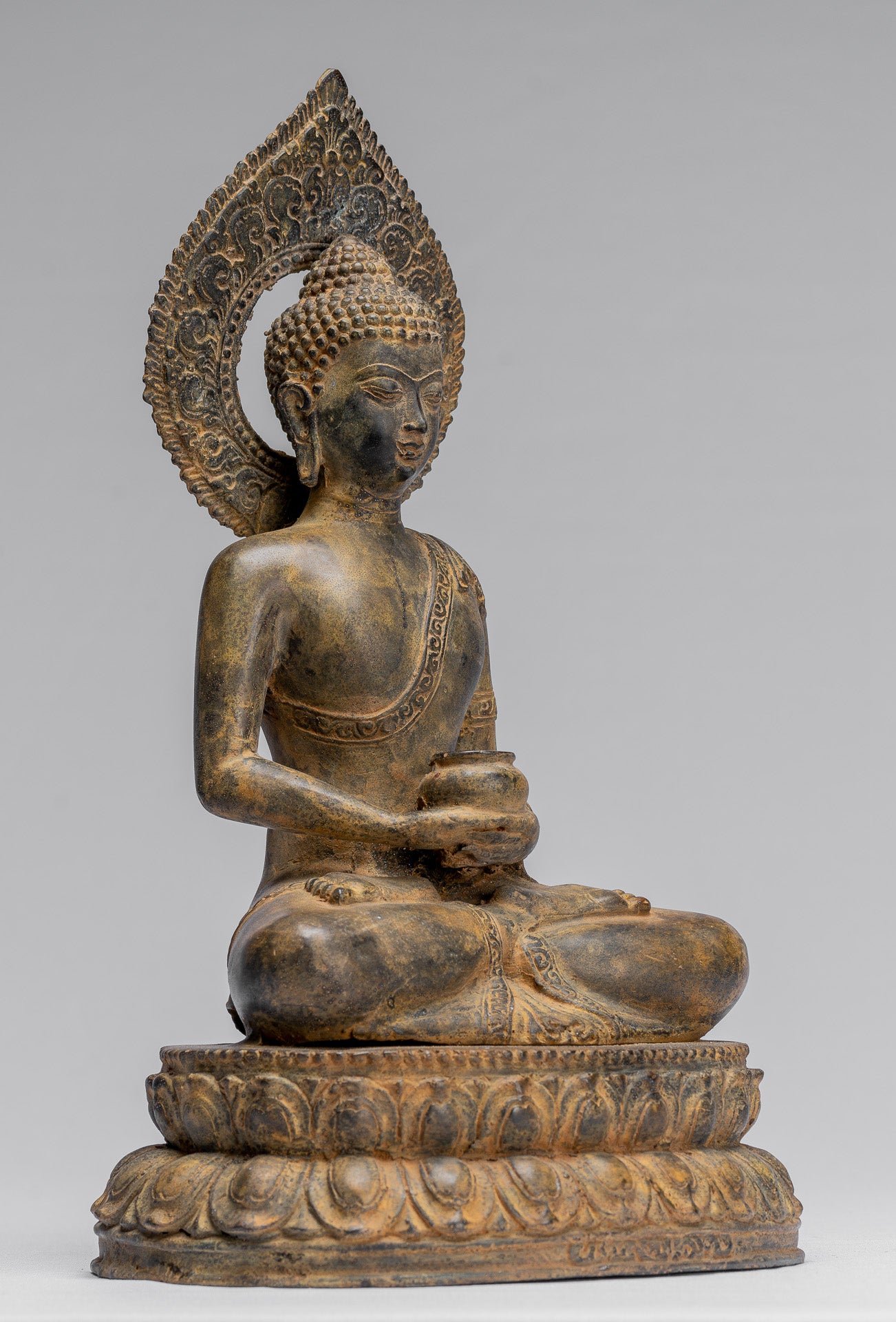 Buddha Statue-Antike Indonesische Stil Bronze Javanisch Amitabha Buddha Statue-32cm/13 "