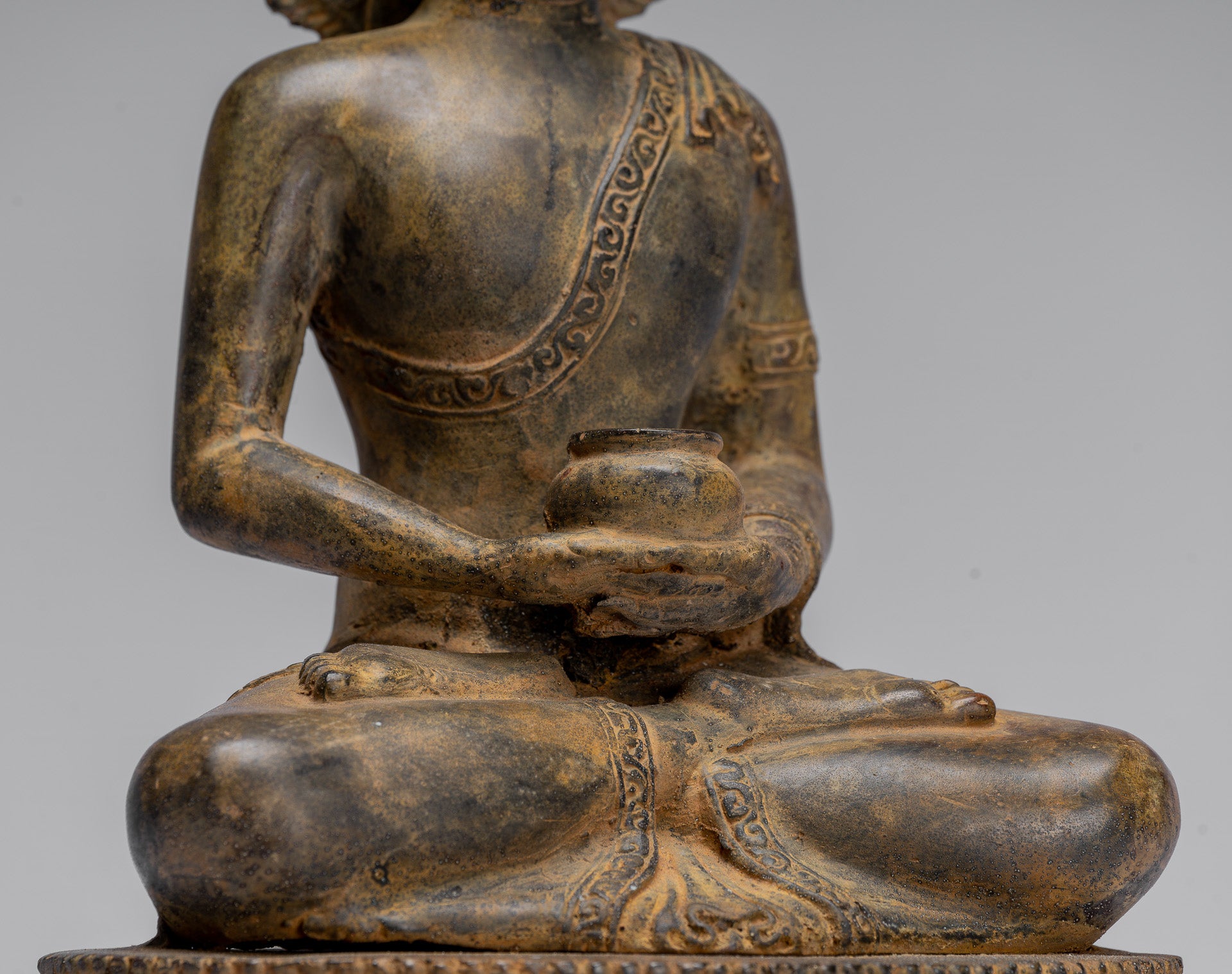 Buddha Statue-Antike Indonesische Stil Bronze Javanisch Amitabha Buddha Statue-32cm/13 "