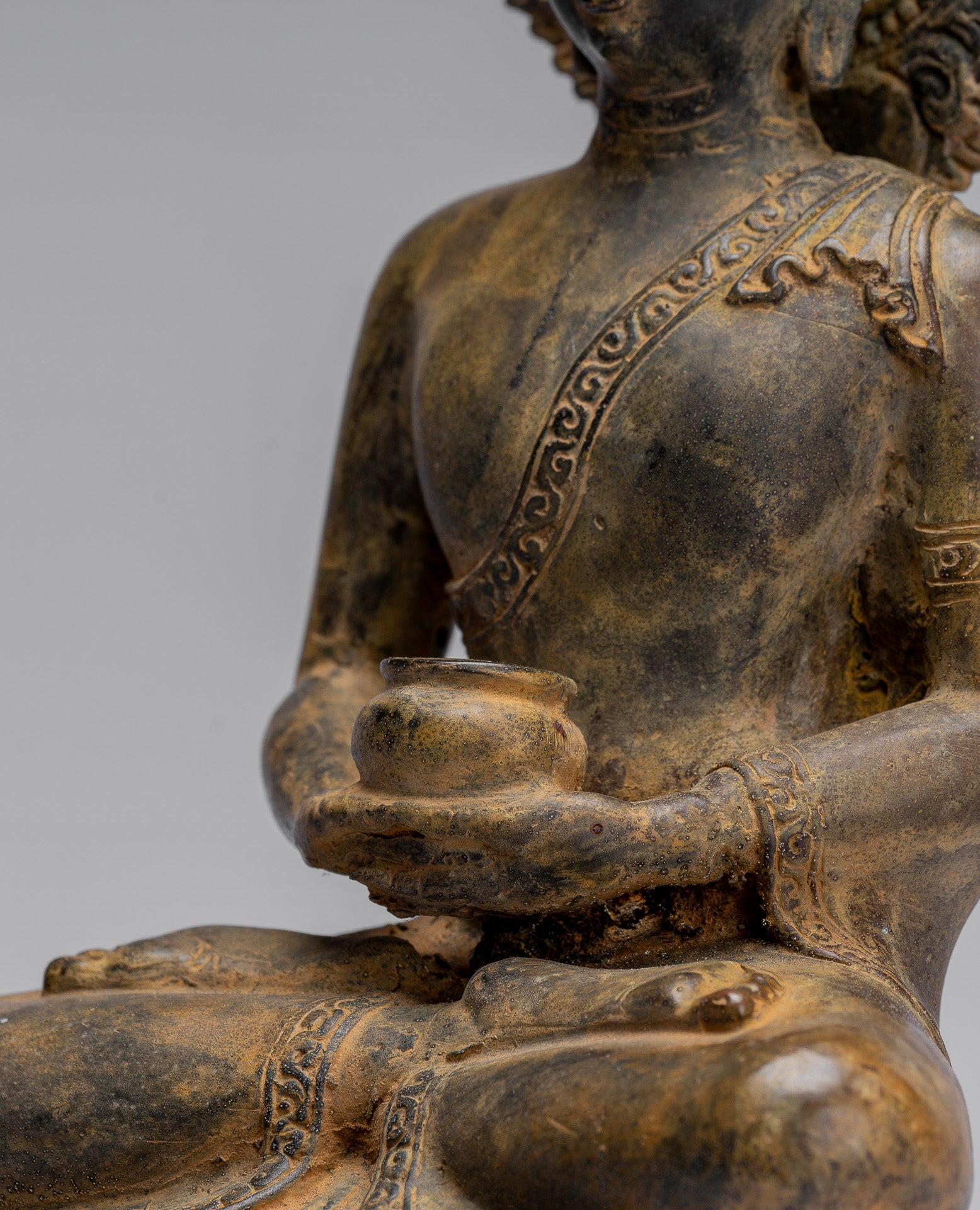 Buddha Statue-Antike Indonesische Stil Bronze Javanisch Amitabha Buddha Statue-32cm/13 "