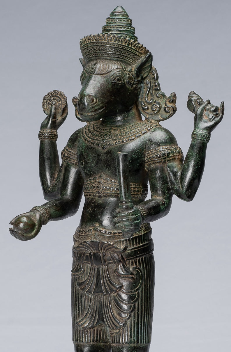 Statua Kalkin - Antique Khmer Style in piedi Hayagriva Kalkin Horse of Vishnu - 55cm/22 "