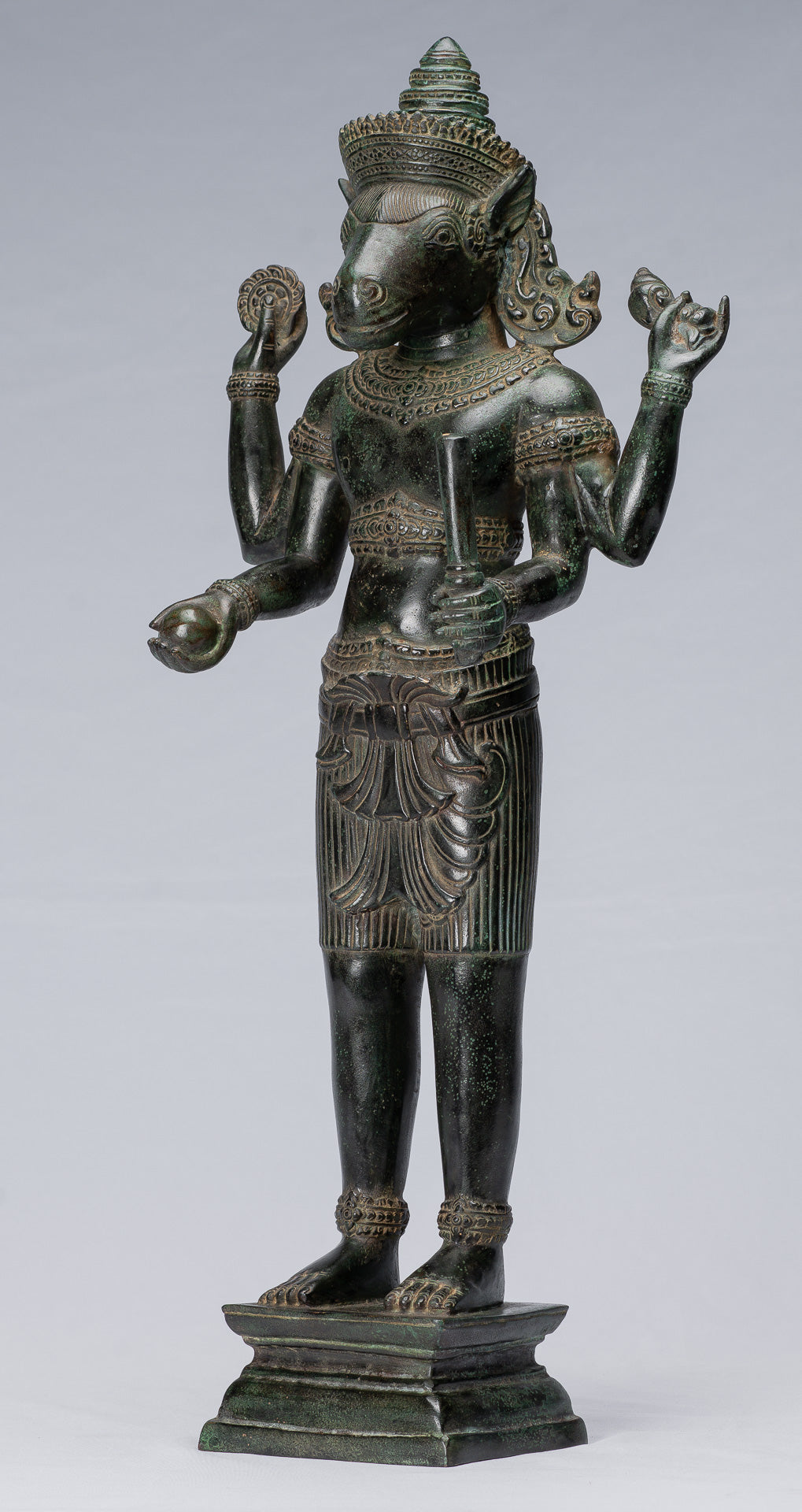 Statua Kalkin - Antique Khmer Style in piedi Hayagriva Kalkin Horse of Vishnu - 55cm/22 "