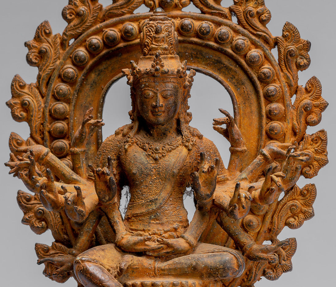 Estatua de Bodhisattva - Estatua de Bodhisattva de estilo indonesio antiguo indonesio - 28 cm/11 "