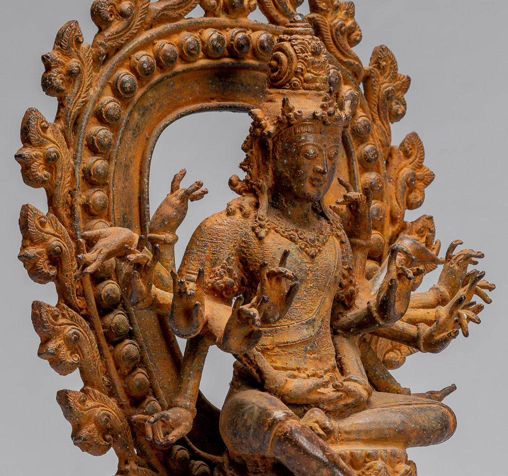 Estatua de Bodhisattva - Estatua de Bodhisattva de estilo indonesio antiguo indonesio - 28 cm/11 "