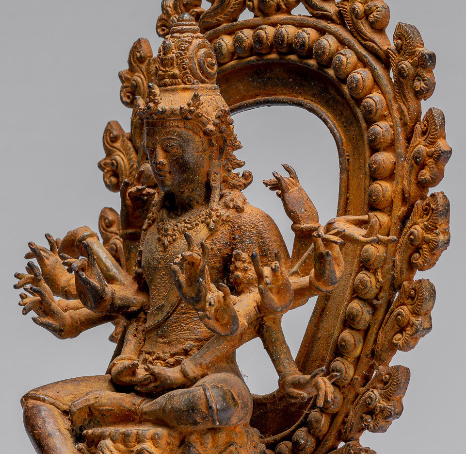 Estatua de Bodhisattva - Estatua de Bodhisattva de estilo indonesio antiguo indonesio - 28 cm/11 "