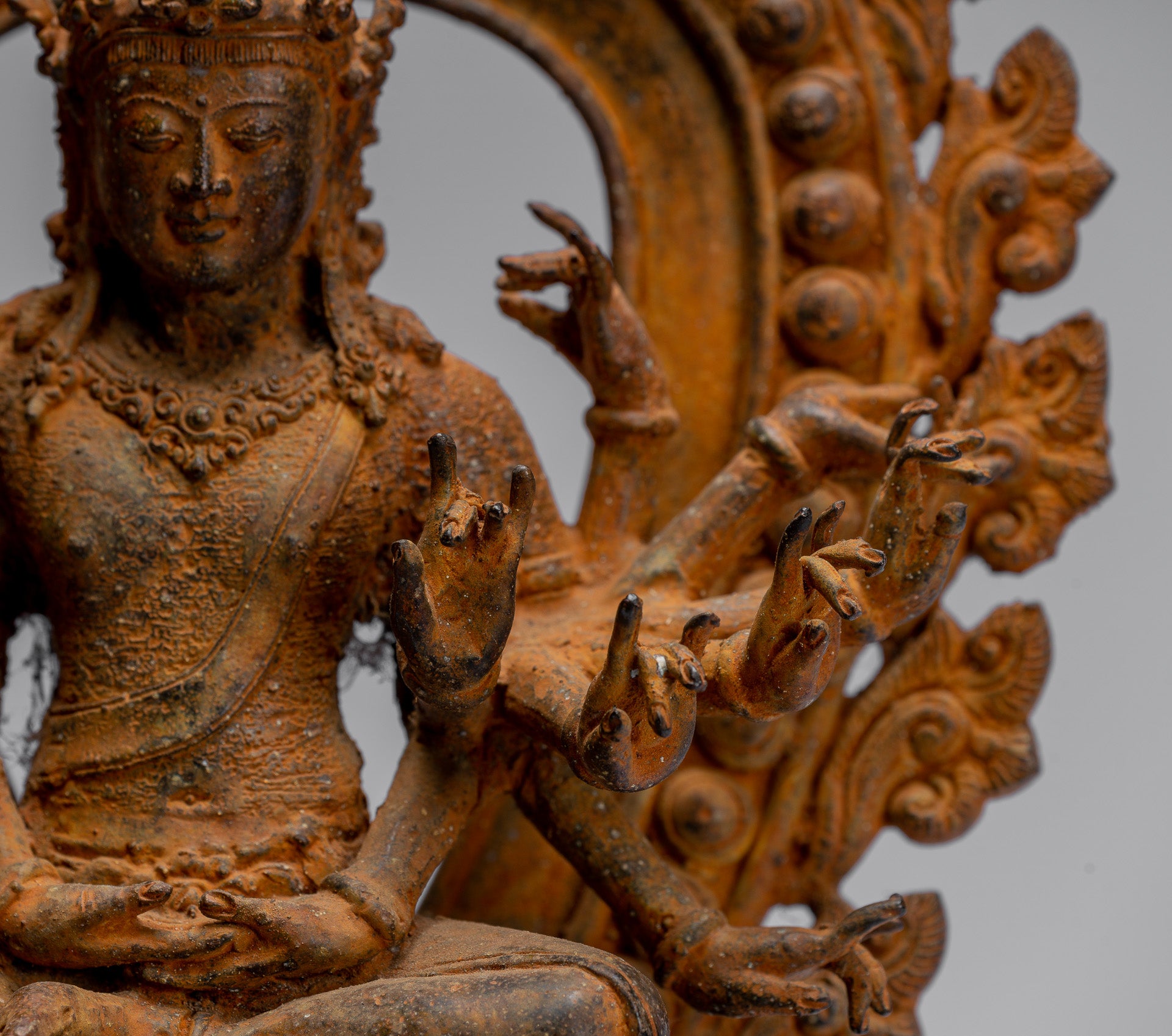 Estatua de Bodhisattva - Estatua de Bodhisattva de estilo indonesio antiguo indonesio - 28 cm/11 "