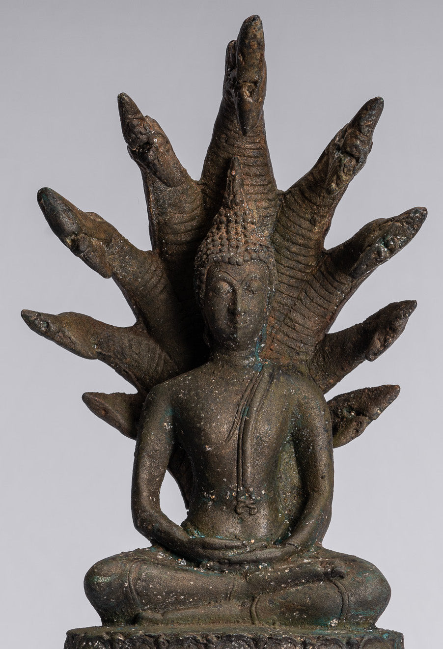 Buddha Statue-Antike Sukhothai Stil Bronze Meditation Naga Buddha Statue-32cm/13 "