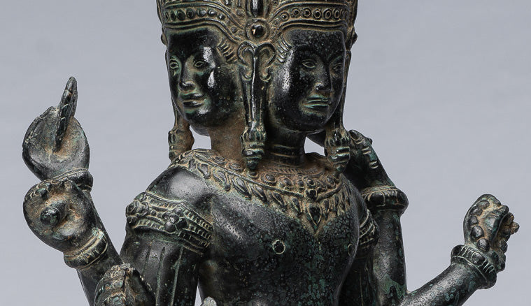 Antique Khmer Style Bronze Koh Ker Standing Lokeshvara Statue - 53cm/21"