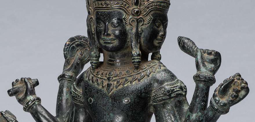 Antique Khmer Style Bronze Koh Ker Standing Lokeshvara Statue - 53cm/21"