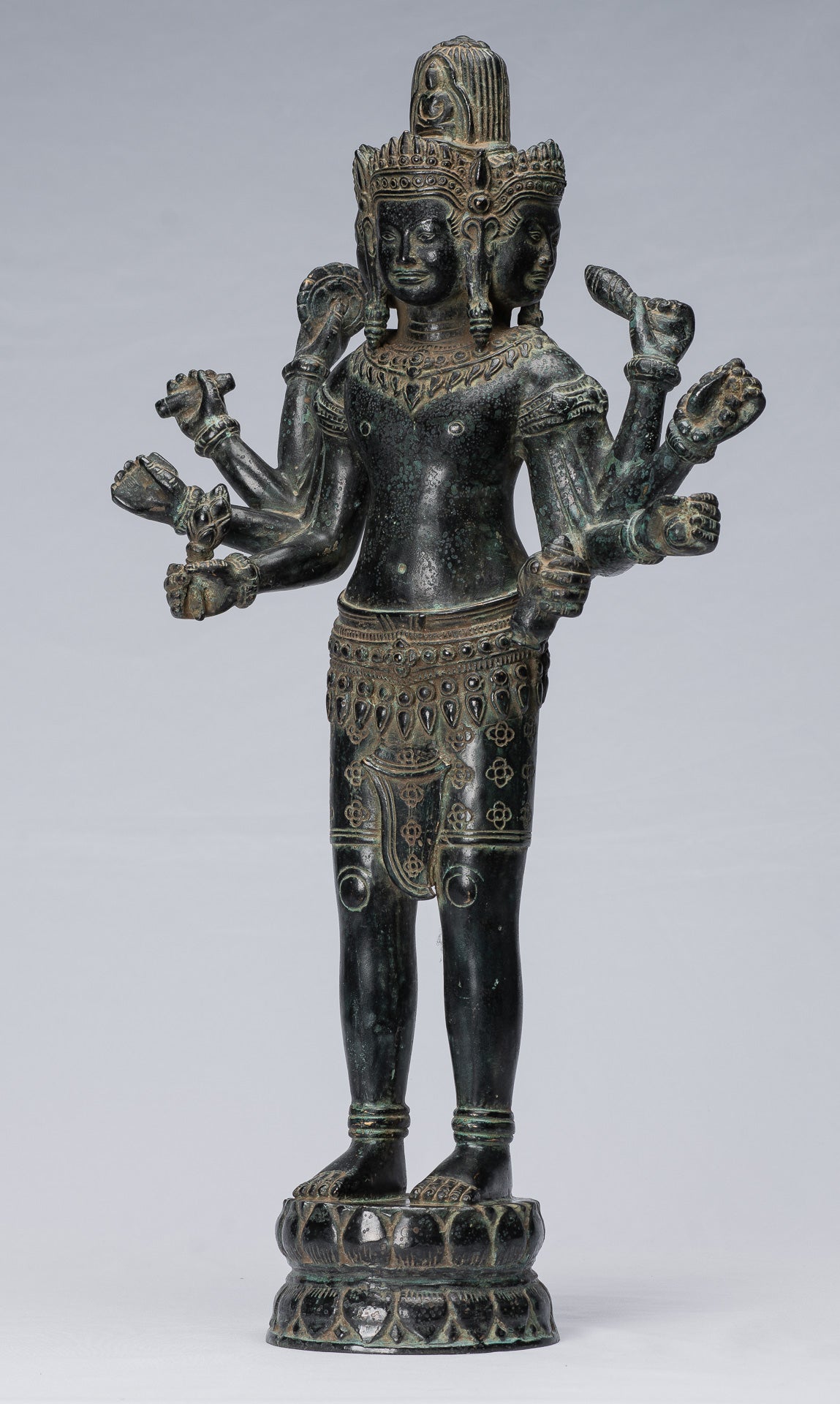 Antique Khmer Style Bronze Koh Ker Standing Lokeshvara Statue - 53cm/21"