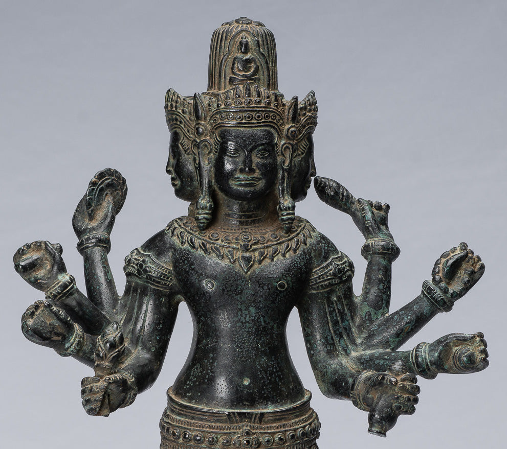 Antique Khmer Style Bronze Koh Ker Standing Lokeshvara Statue - 53cm/21"