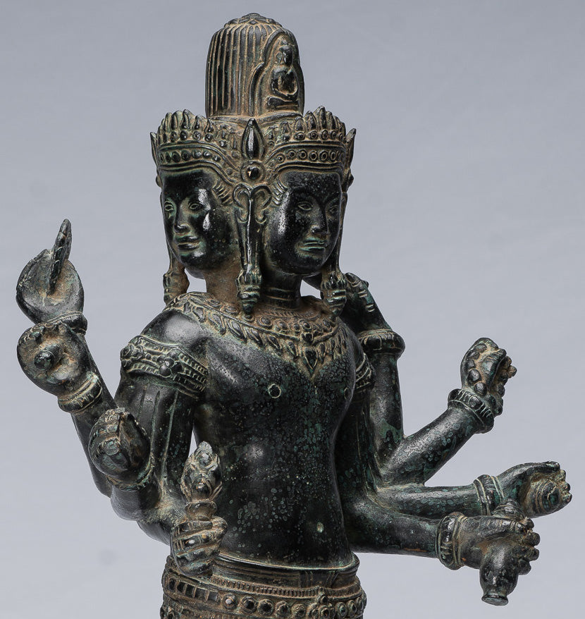 Antique Khmer Style Bronze Koh Ker Standing Lokeshvara Statue - 53cm/21"