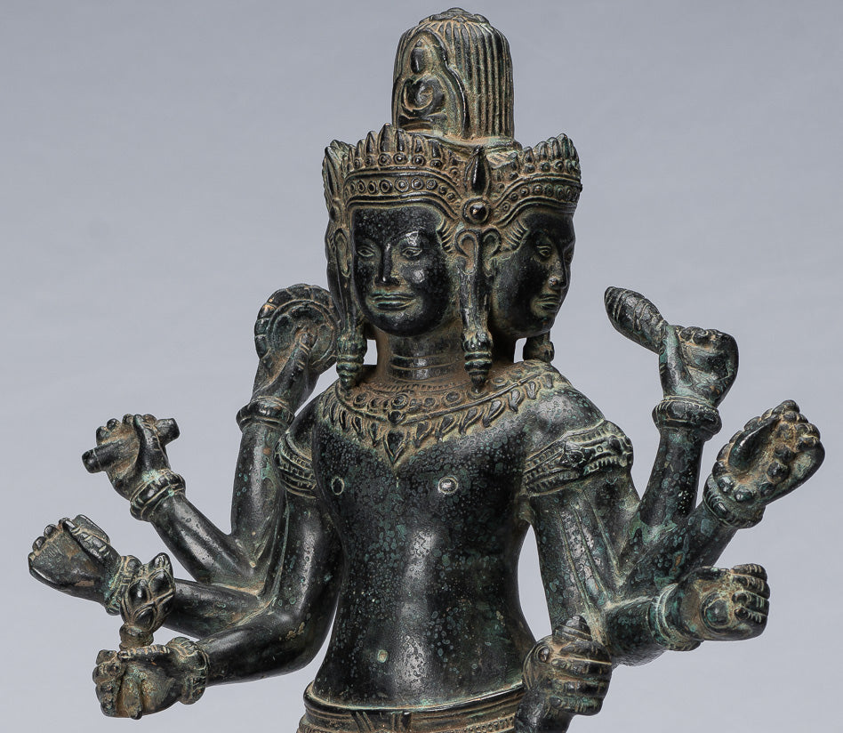 Antique Khmer Style Bronze Koh Ker Standing Lokeshvara Statue - 53cm/21"