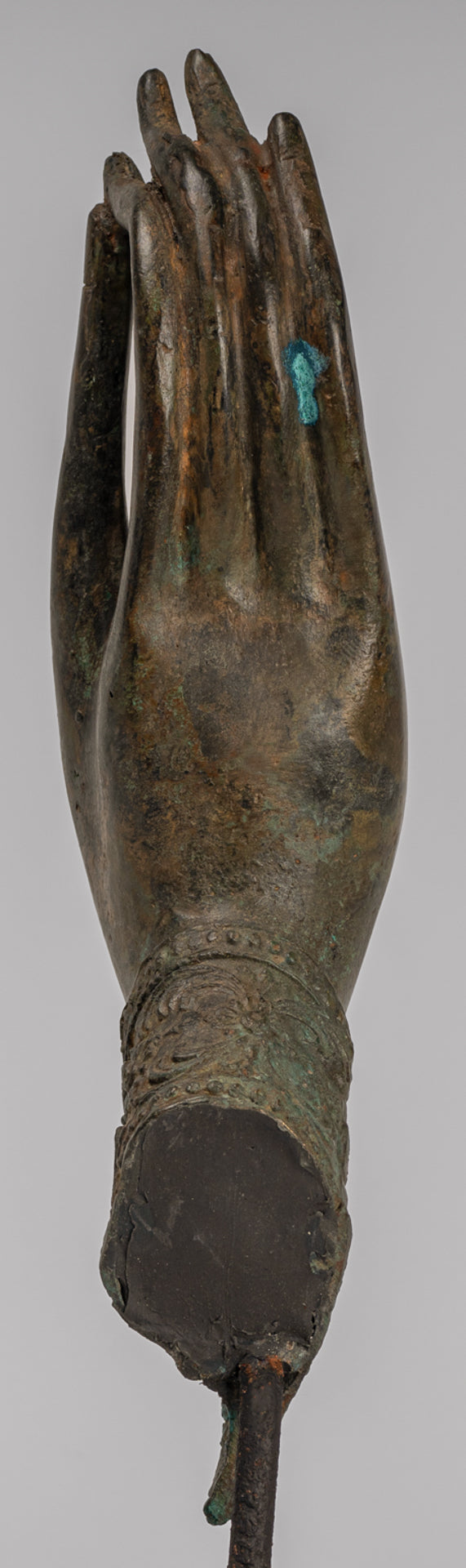 Mounted Antique Thai Style Southeast Asia Bronze Thai Teaching Hand - 33cm/13"