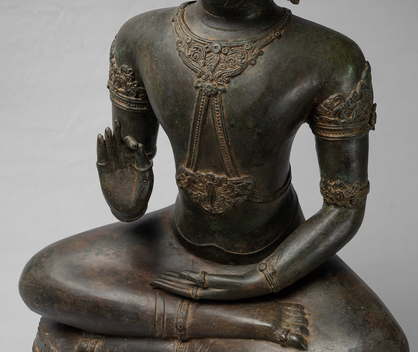 Buddha Statue - Antique Chiang Saen Style Royal Teaching Buddha Statue - 87cm/35"