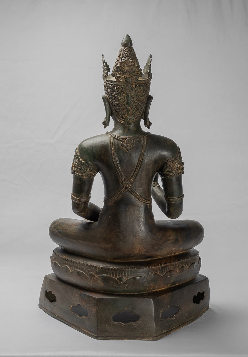 Buddha Statue - Antique Chiang Saen Style Royal Teaching Buddha Statue - 87cm/35"