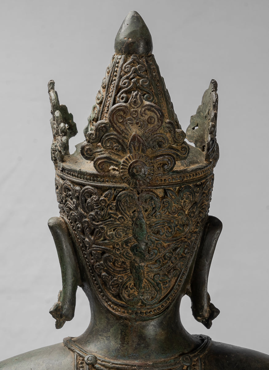 Buddha Statue - Antique Chiang Saen Style Royal Teaching Buddha Statue - 87cm/35"