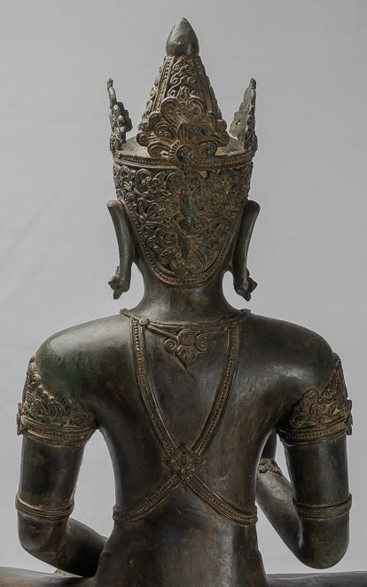 Buddha Statue - Antique Chiang Saen Style Royal Teaching Buddha Statue - 87cm/35"