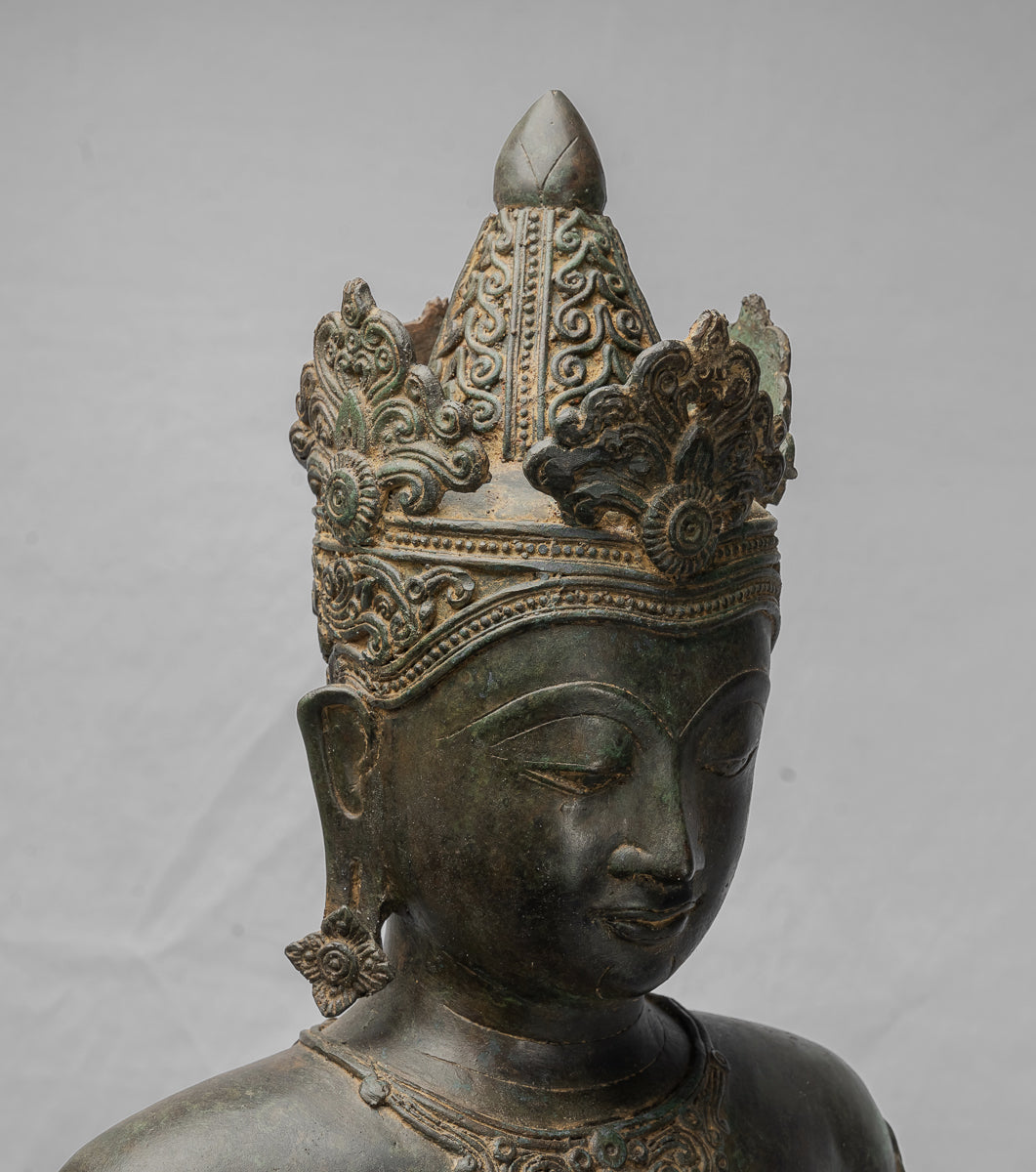 Buddha Statue - Antique Chiang Saen Style Royal Teaching Buddha Statue - 87cm/35"