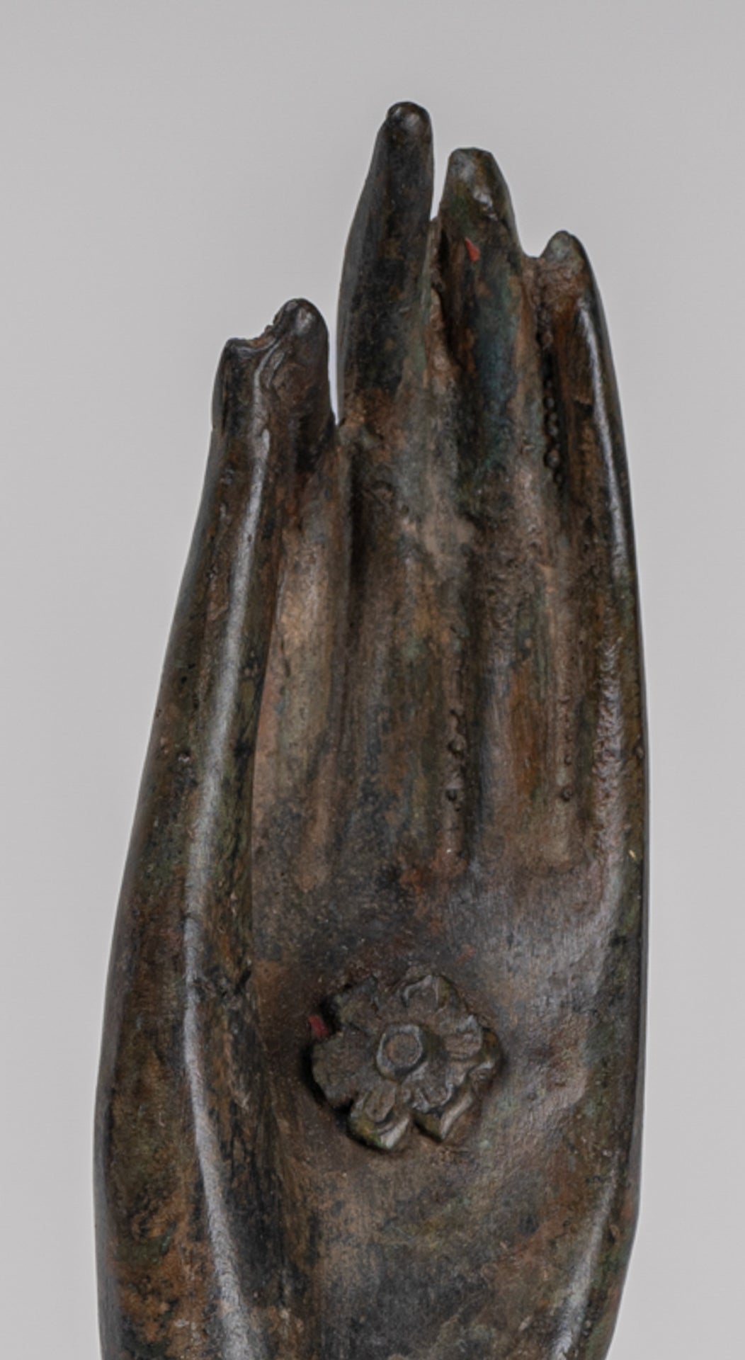 Mounted Antique Thai Style Southeast Asia Bronze Thai Teaching Hand - 24cm/10"