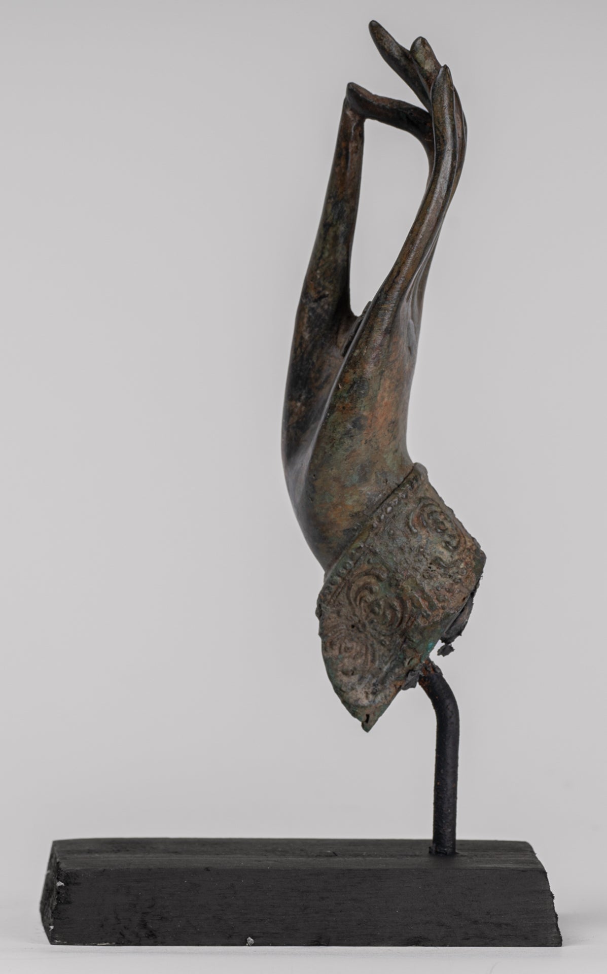 Mounted Antique Thai Style Southeast Asia Bronze Thai Teaching Hand - 24cm/10"