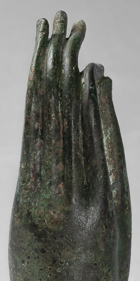 Antiguo de estilo tailandés montado en el sudeste asiático Bronce Thai Enseñh Hand - 30 cm/13 "