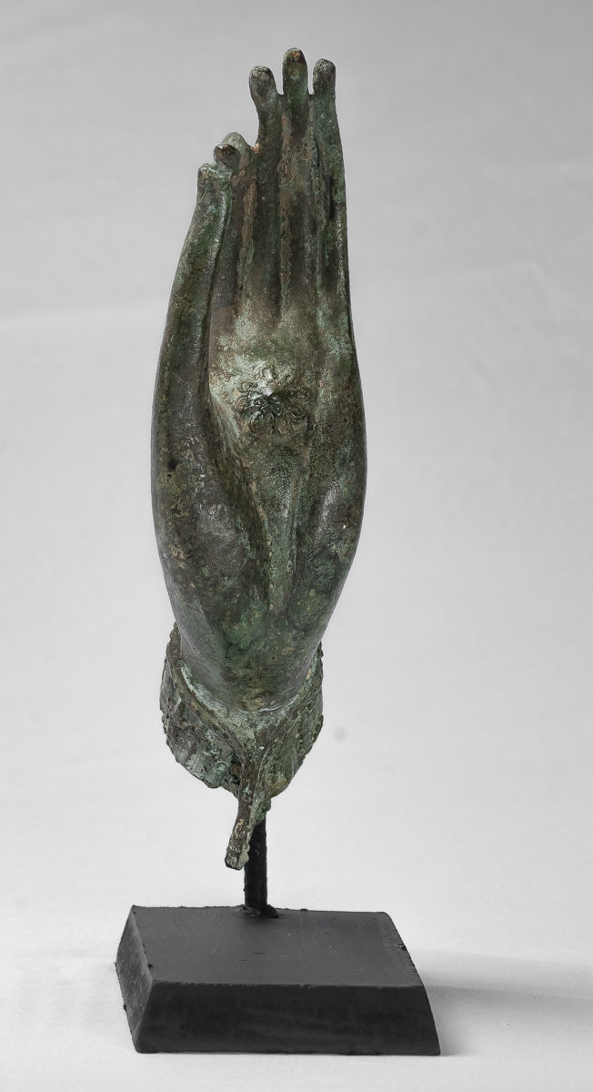 Antiguo de estilo tailandés montado en el sudeste asiático Bronce Thai Enseñh Hand - 30 cm/13 "