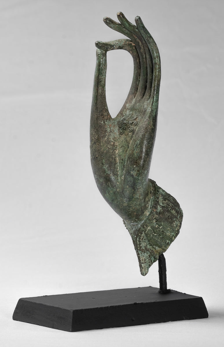 Antiguo de estilo tailandés montado en el sudeste asiático Bronce Thai Enseñh Hand - 30 cm/13 "