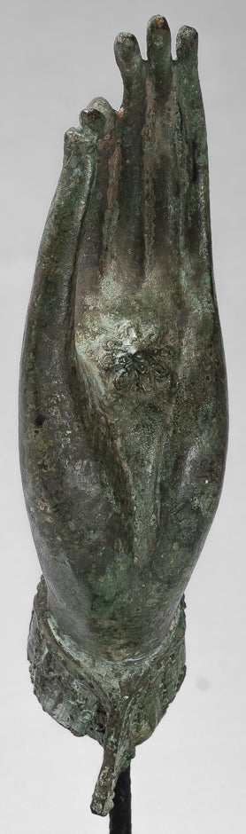 Antiguo de estilo tailandés montado en el sudeste asiático Bronce Thai Enseñh Hand - 30 cm/13 "