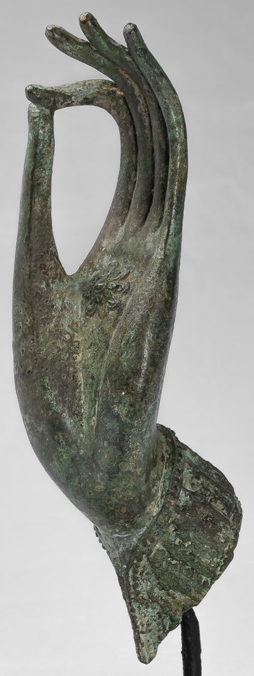 Antiguo de estilo tailandés montado en el sudeste asiático Bronce Thai Enseñh Hand - 30 cm/13 "
