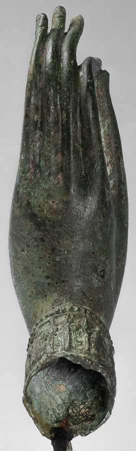 Antiguo de estilo tailandés montado en el sudeste asiático Bronce Thai Enseñh Hand - 30 cm/13 "