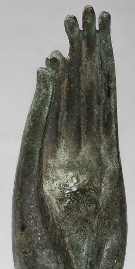 Antiguo de estilo tailandés montado en el sudeste asiático Bronce Thai Enseñh Hand - 30 cm/13 "