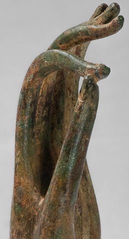 Antiguo de estilo tailandés montado en el sudeste asiático Bronce Thai Enseñh Hand - 30 cm/13 "