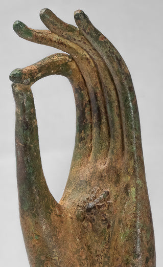 Antiguo de estilo tailandés montado en el sudeste asiático Bronce Thai Enseñh Hand - 30 cm/13 "