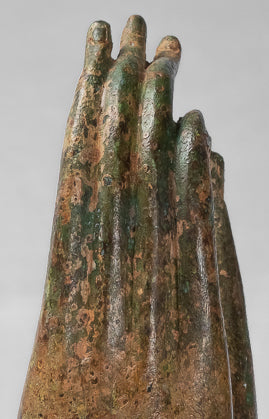 Antiguo de estilo tailandés montado en el sudeste asiático Bronce Thai Enseñh Hand - 30 cm/13 "