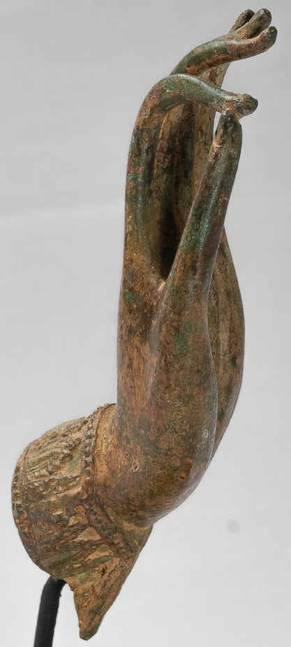 Antiguo de estilo tailandés montado en el sudeste asiático Bronce Thai Enseñh Hand - 30 cm/13 "